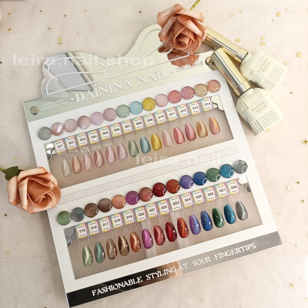 DAININA WaterGloss Magnetic Display 28 Color Silky Cat Eye Warna Viral Semua - ECER