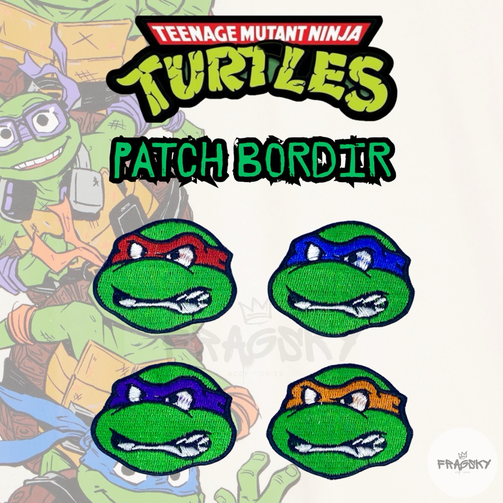 FRAGSKY - Patch Bordir Badge Aksesoris Emblem Karakter Kartun Kura Kura Ninja Teenage Mutant Ninja T