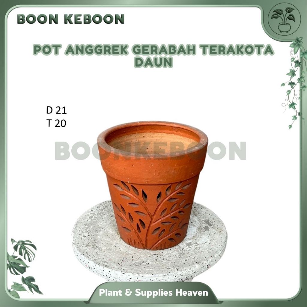 Pot Anggrek Gerabah Terakota Daun