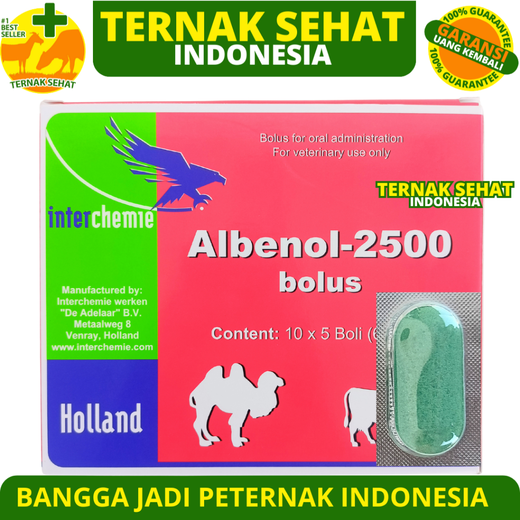 ALBENOL 2500 BOLUS (1 BOLUS) - Obat Cacing Sapi Kerbau Bolus - Obat Cacing Sapi Paling Ampuh