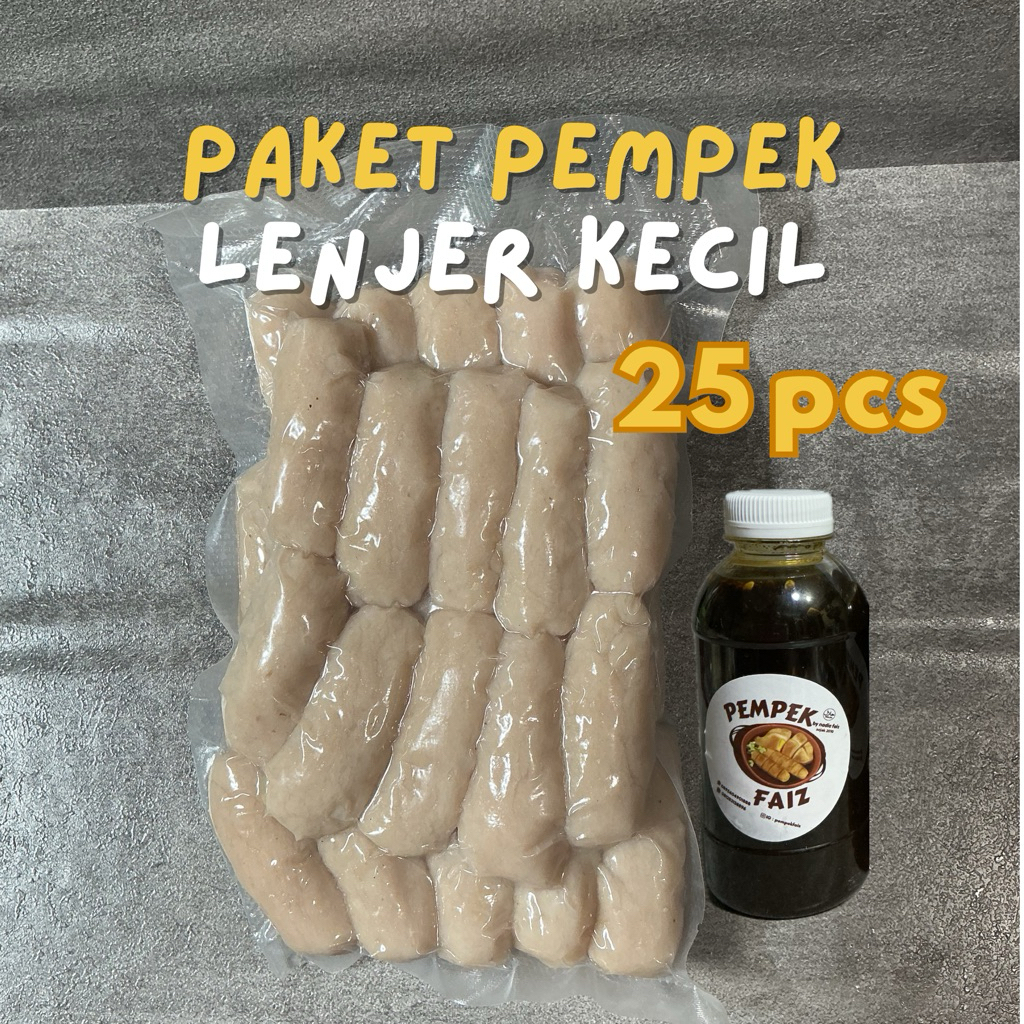 

Pempekfaiz- paket pempek lenjer kecil isi 25pcs + cuko 250ml | pempek palembang asli ikan gabus | pempek frozen