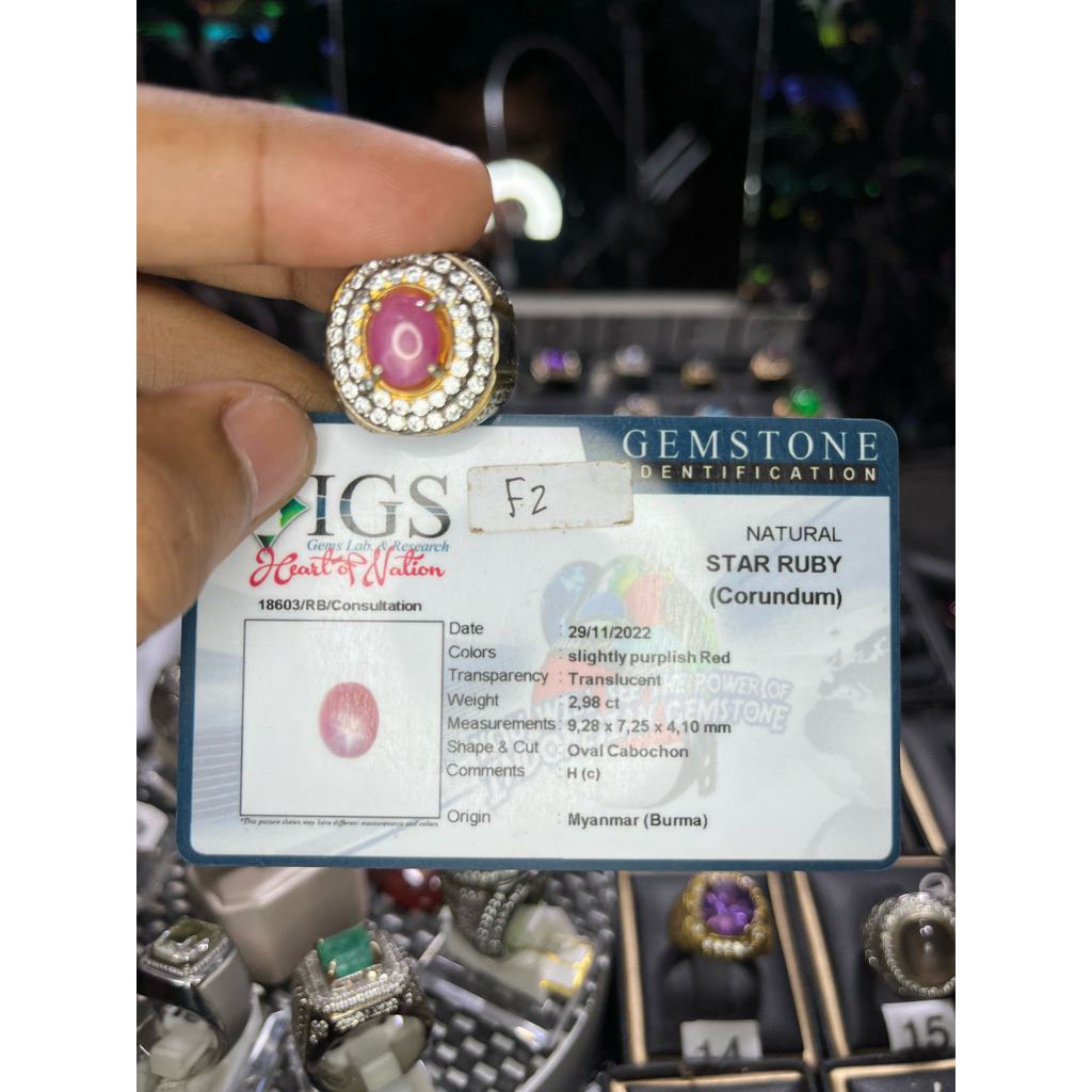 Ruby Burma Ring perak Sudah memo
