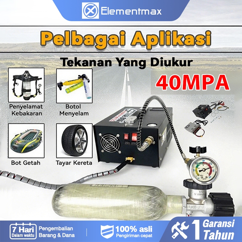 Elementmax Kompresor Mini Portable Otomatis 12v Auto Stop 4500psi Kompresor Pcp Listrik 40Mpa Cocok 
