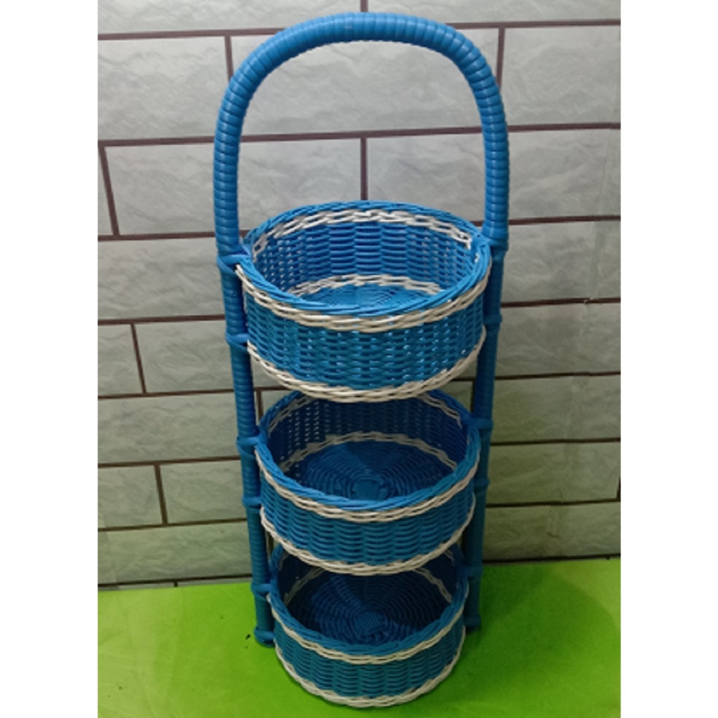 KERANJANG ROTAN 3 susun penyimpanan bumbu dapur Rak Serbaguna Keranjang Rotan Tempat Bumbu dapur Rak