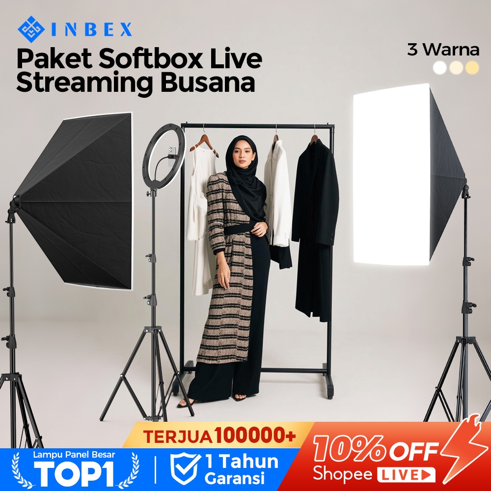 INBEX 3 Warna  Lampu Studio Softbox Led E27 Remote Control Lives/Video/Fotografi