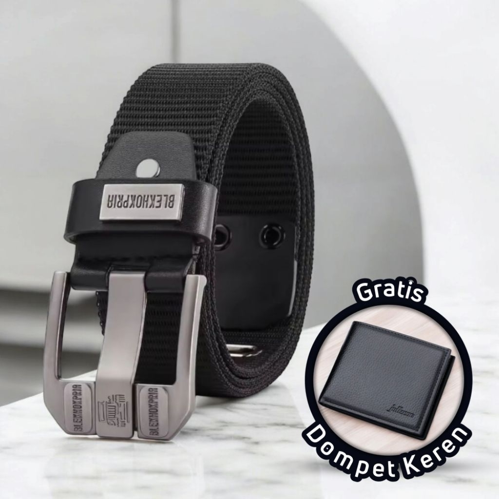 ikat pinggang jarum besar kanvas Free dompet gesper pria outdoor pria Free dompet sabuk pria mewah f