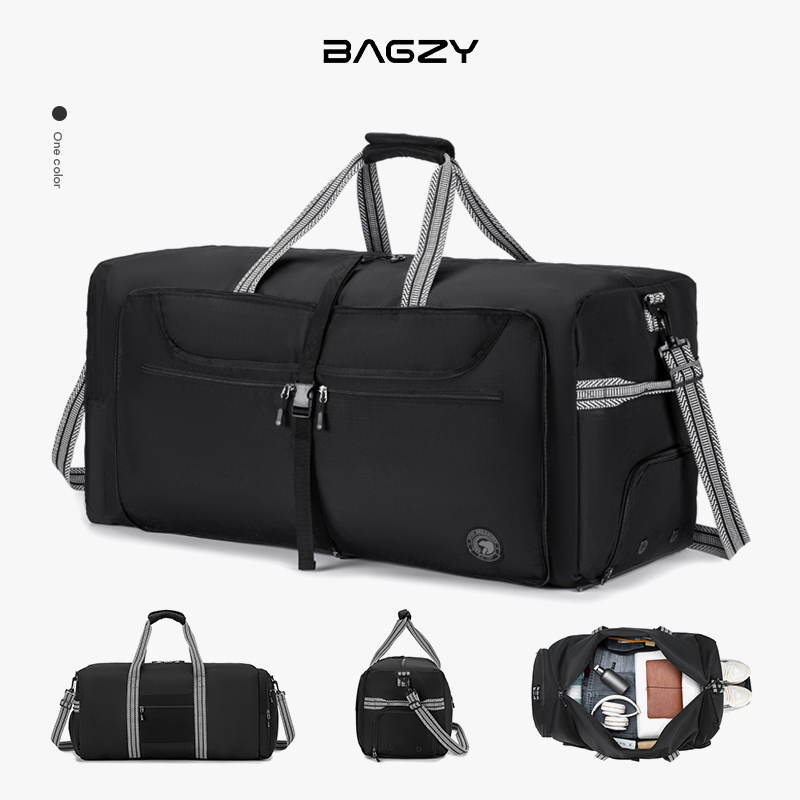 Foldable Duffle Bag Hitam Waterproof Tas Travel Bag Multifungsi Tas Travel Lipat 120L/60L