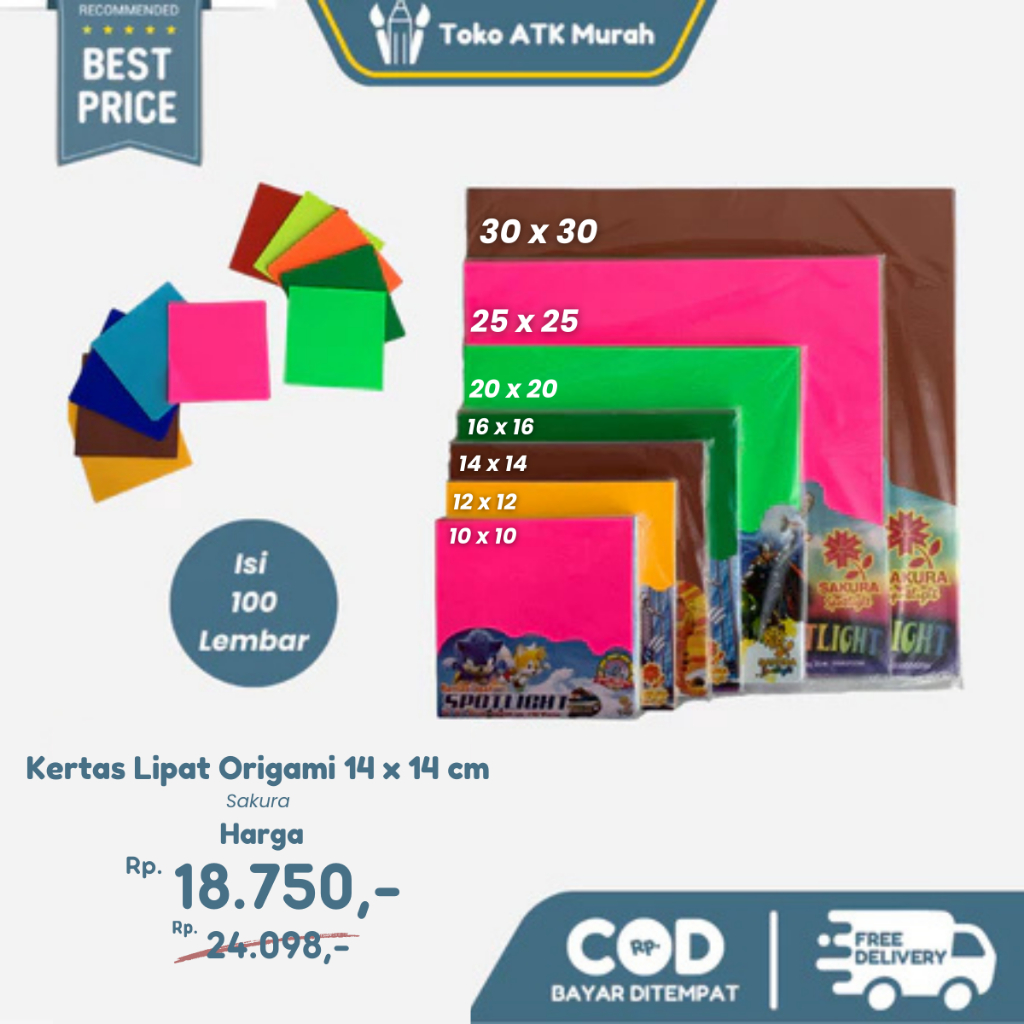 

Kertas Lipat Origami Sakura ( 14 x 14) Isi 100 Lembar