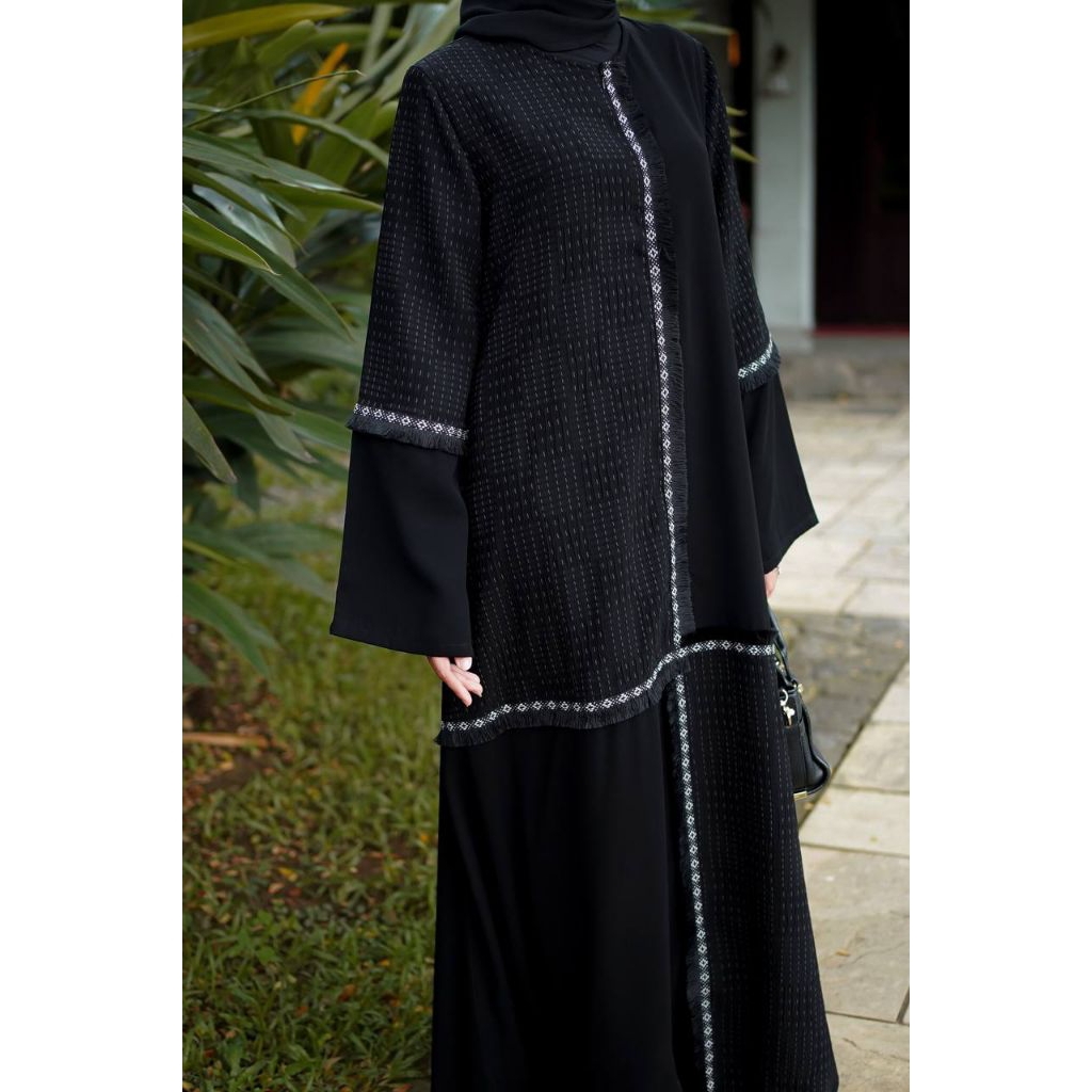 Abaya Naila Hitam Gamis Jettblack S-XL