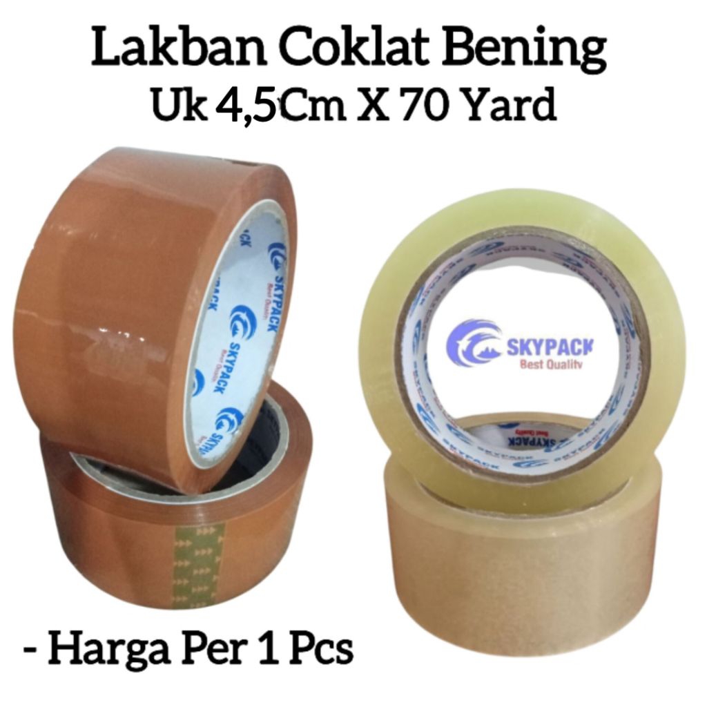 

Lakban Coklat Bening 4,5Cm x 70 Yard Isolasi Coklat Bening Skypack 4,5Cmx70yard