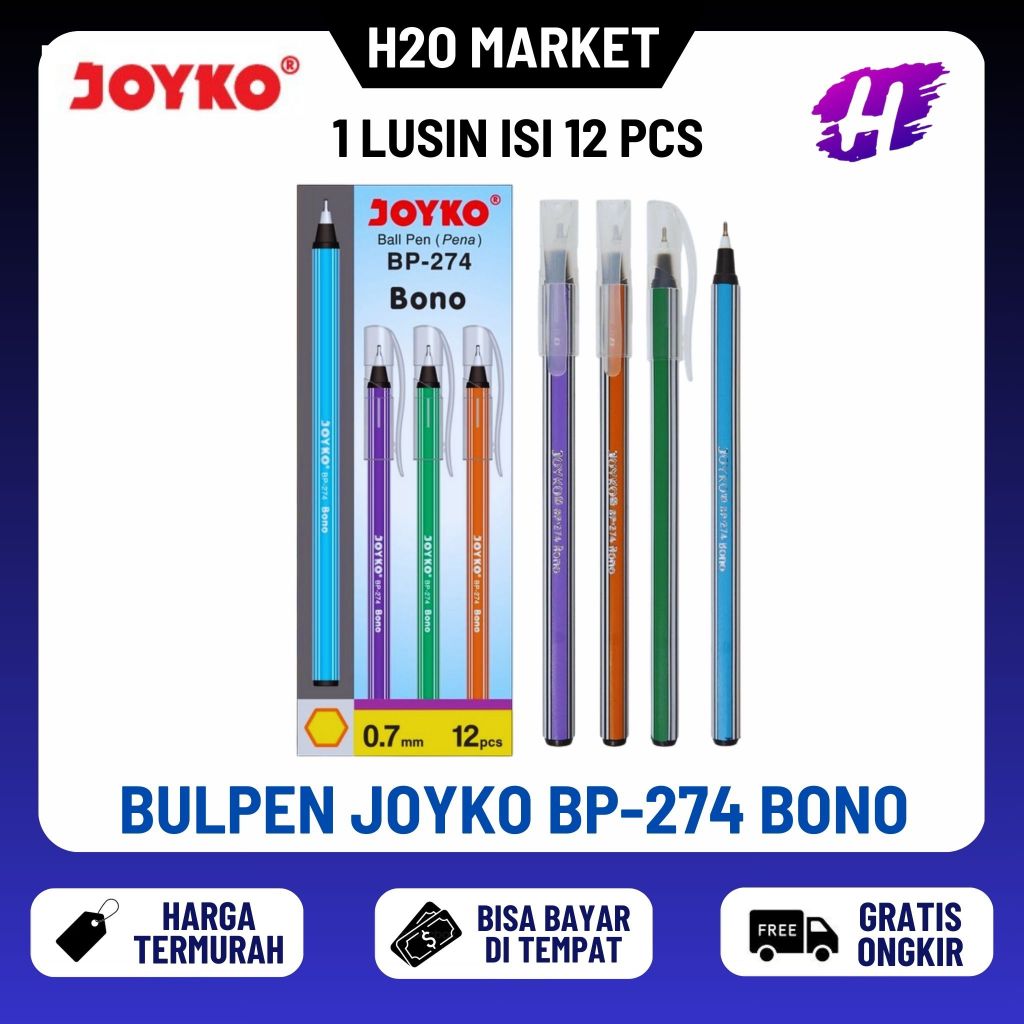 

12 Pcs JOYKO Pulpen BP-274 Bono Ballpoint