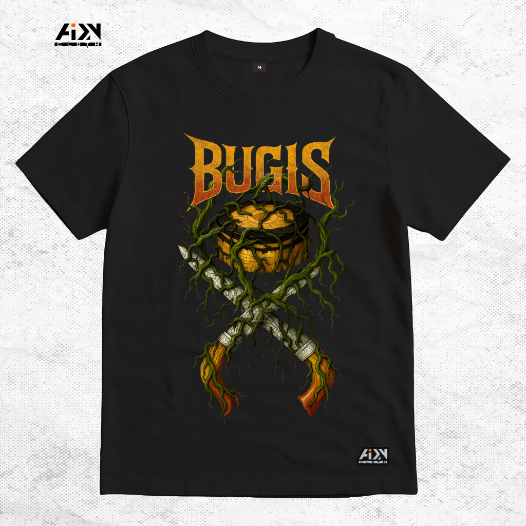 AIDN Baju Distro Kaos Bugis Berakar Songkok Recca Badik - Baju Bugis - Baju Perantau Bugis - Premium