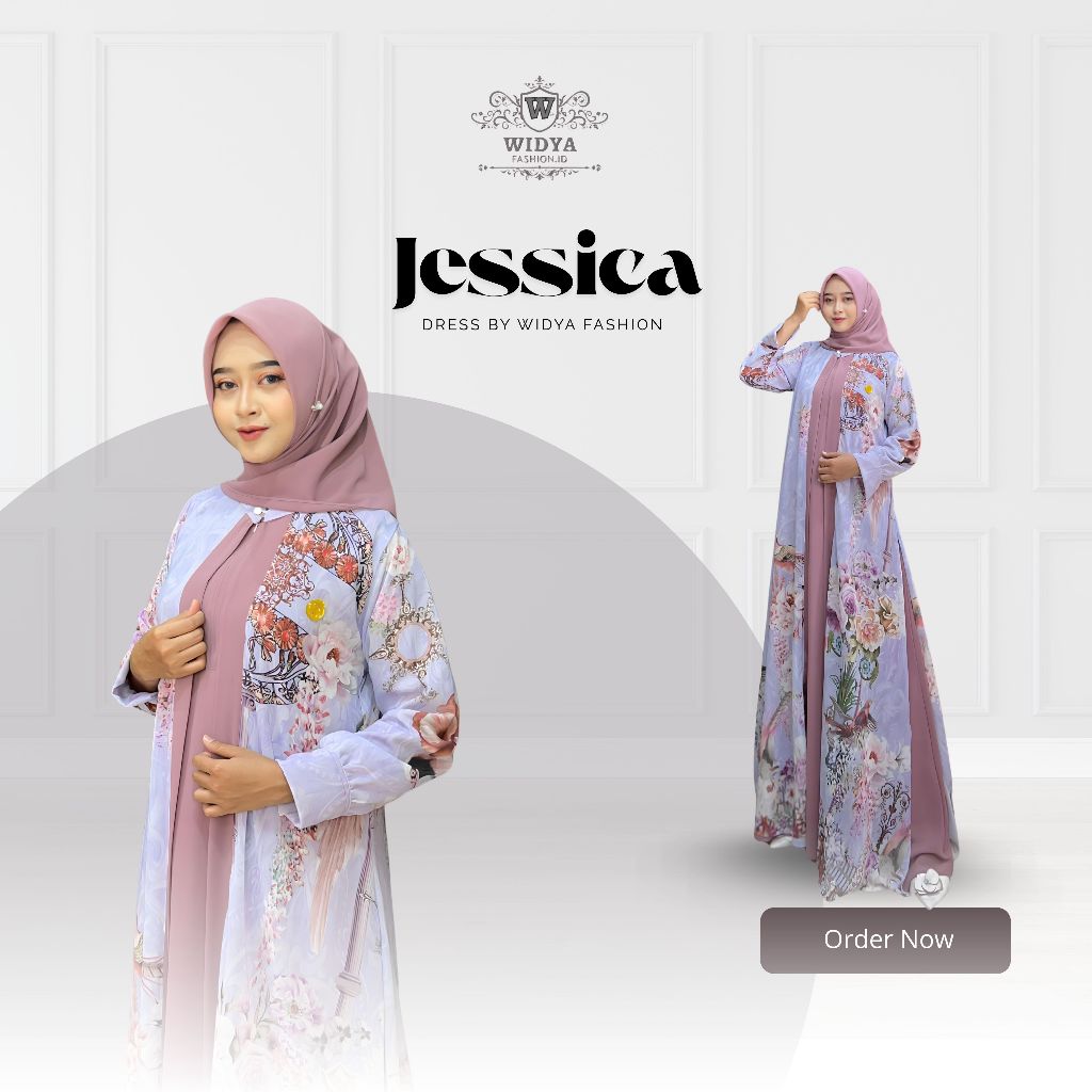 Gamis Syari - Gamis Set Outher - Jessica Dress Ceruty Babydoll Premium By Widya Fashio.ID