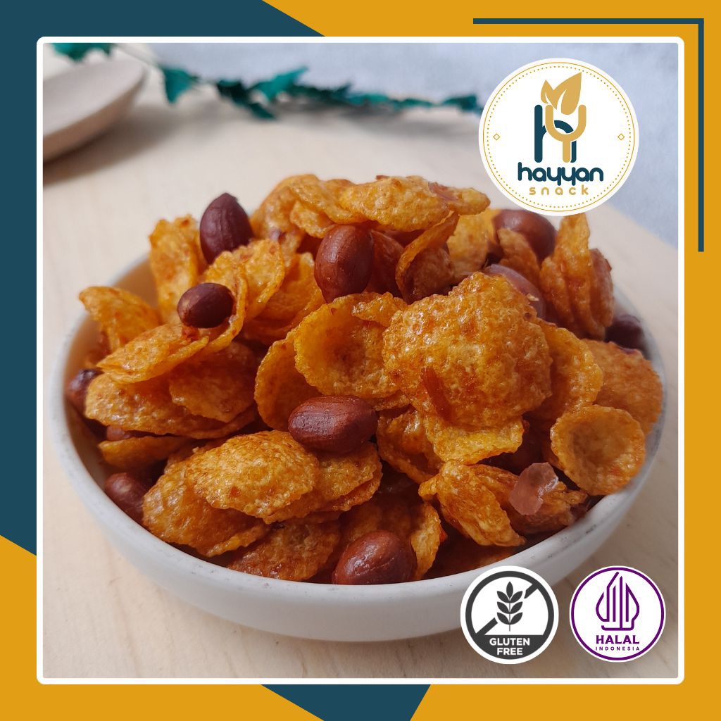 

Cornflake Kacang Pedas/Cornflake Pedas/Cornflake Asin/Cornflake mustofa/Emping Jagung/ gluten free/kripik jagung