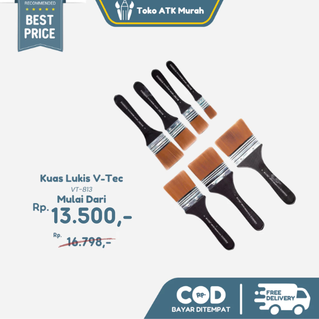 

Kuas / Brush V-tec #813 No. 3 / 4 / 5 / 6 / 7 Short