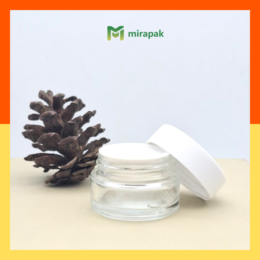 POT KRIM 20GR BENING CLEAR KACA TEBAL - TUTUP PUTIH - JAR KRIM WADAH CREAM SKINCARE KOSMETIK - PB20 