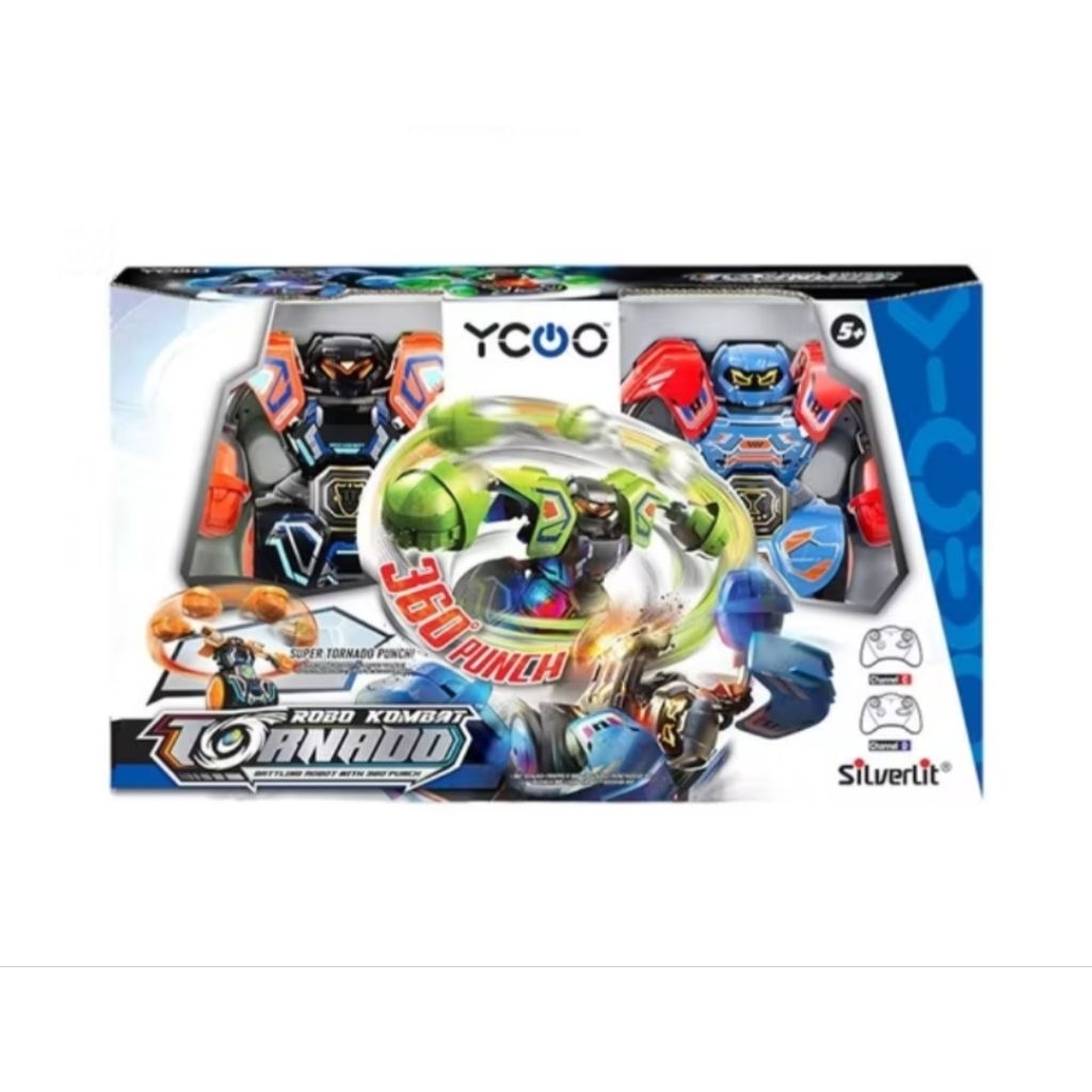 silverlit ycoo robo kombat tornado battle remote control biru oranye