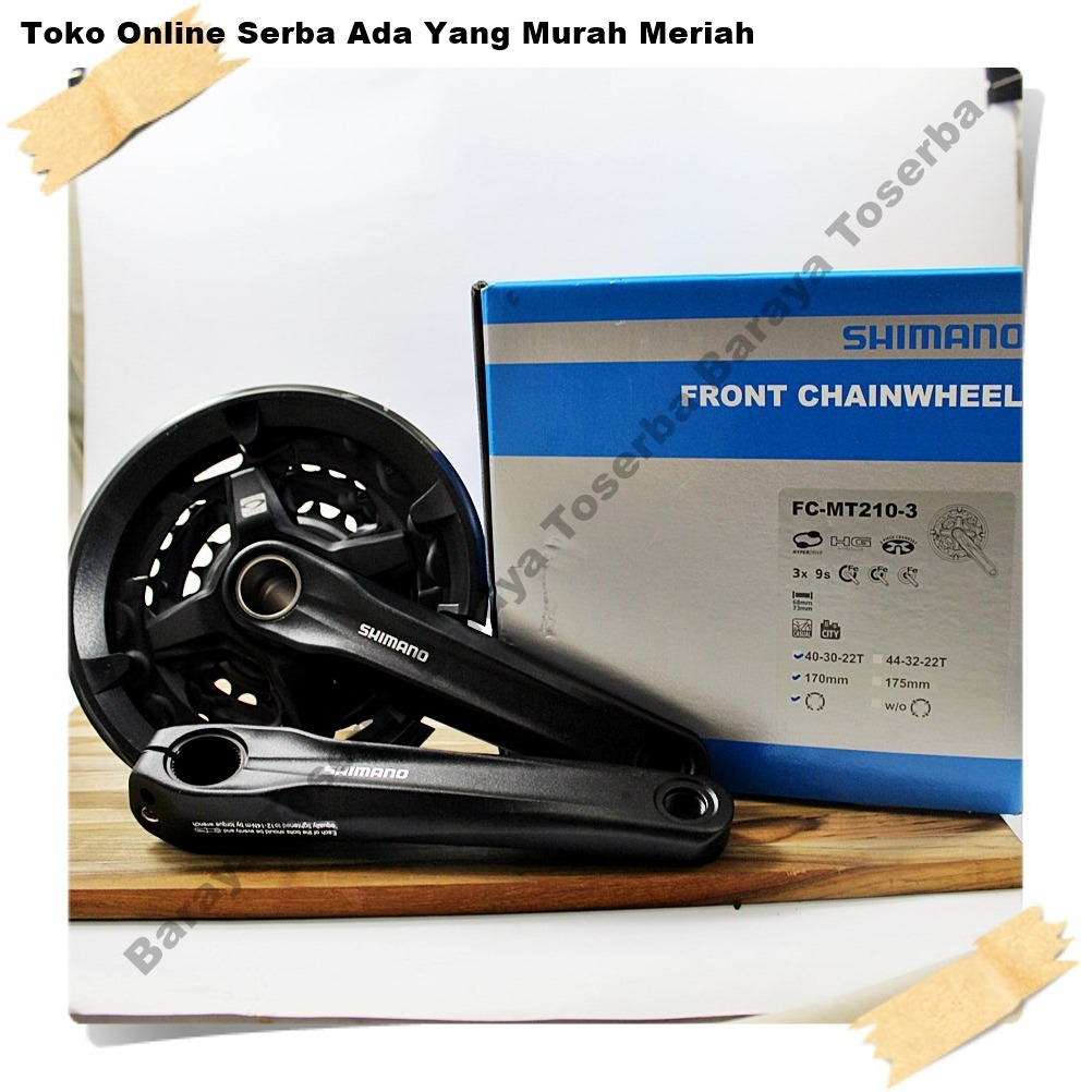 CRANK SET SHIMANO MTB FC-MT210 40T NO BB HT2 BLACK GIR GEAR SPAREPART SEPEDA TERMURAH