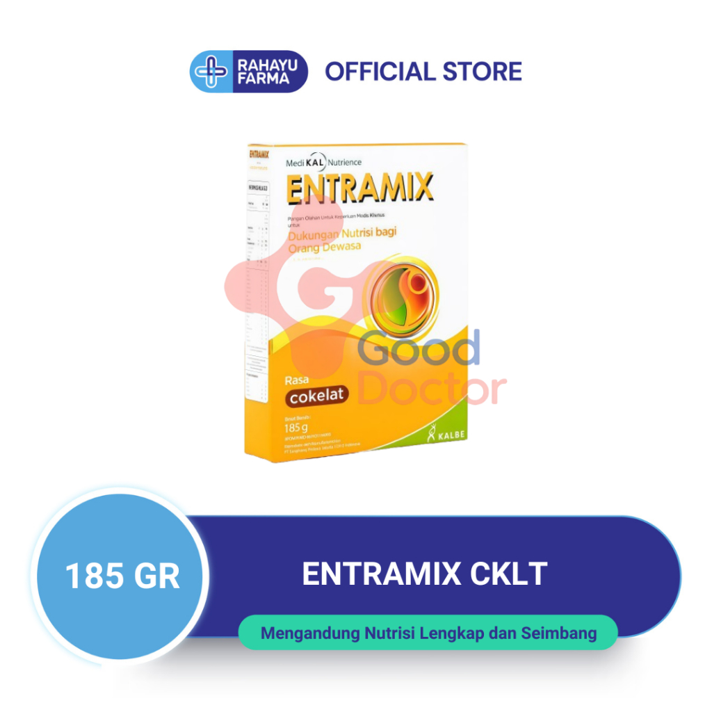 

ENTRAMIX CKLT 185GR – Susu tinggi nutrisi rasa cokelat untuk pemulihan kondisi pasca sakit.