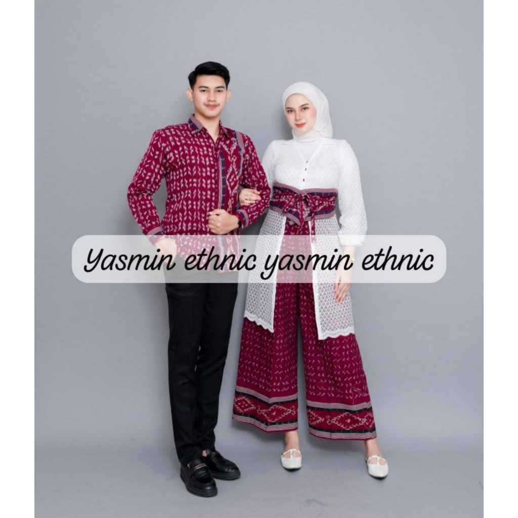 HANIA ONE SET CELANA TENUN RED - CELANA TENUN WANITA - BAJU TENUN COUPLE - COUPLE TENUN - BAJU COUPL