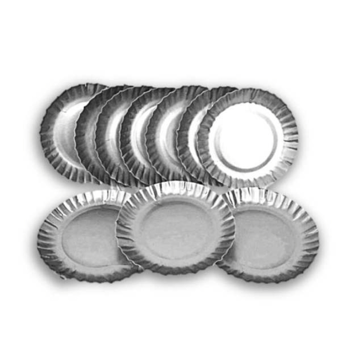 Piring kue kertas silver bulat kotak isi 10pc / piring ulang tahun kue tart bulat kotak / piring sek