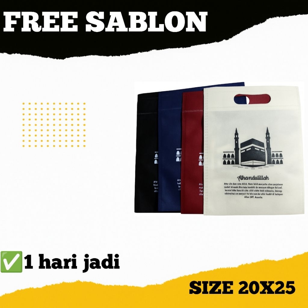 

souvenir haji/umroh | tas spunboond sablon uk 20x25