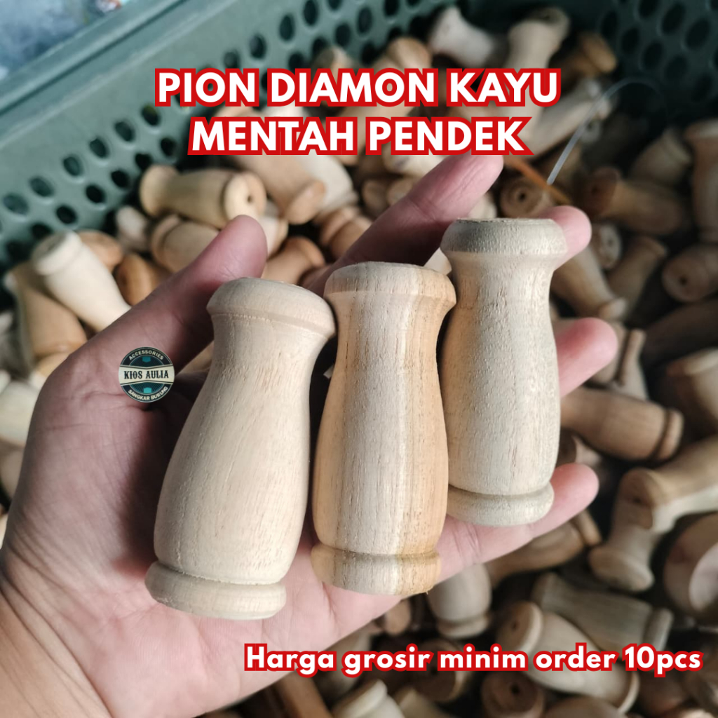 (GROSIR) PION DIAMON KAYU POLOS MENTAH PENDEK 7CM KANDANG SANGKAR BURUNG KOTAK