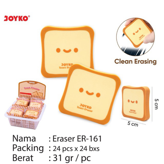 

Joyko Eraser motif Roti ER-161 / Penghapus Toast Eraser ER161 / Apusan ER 161 Lucu Berkualitas