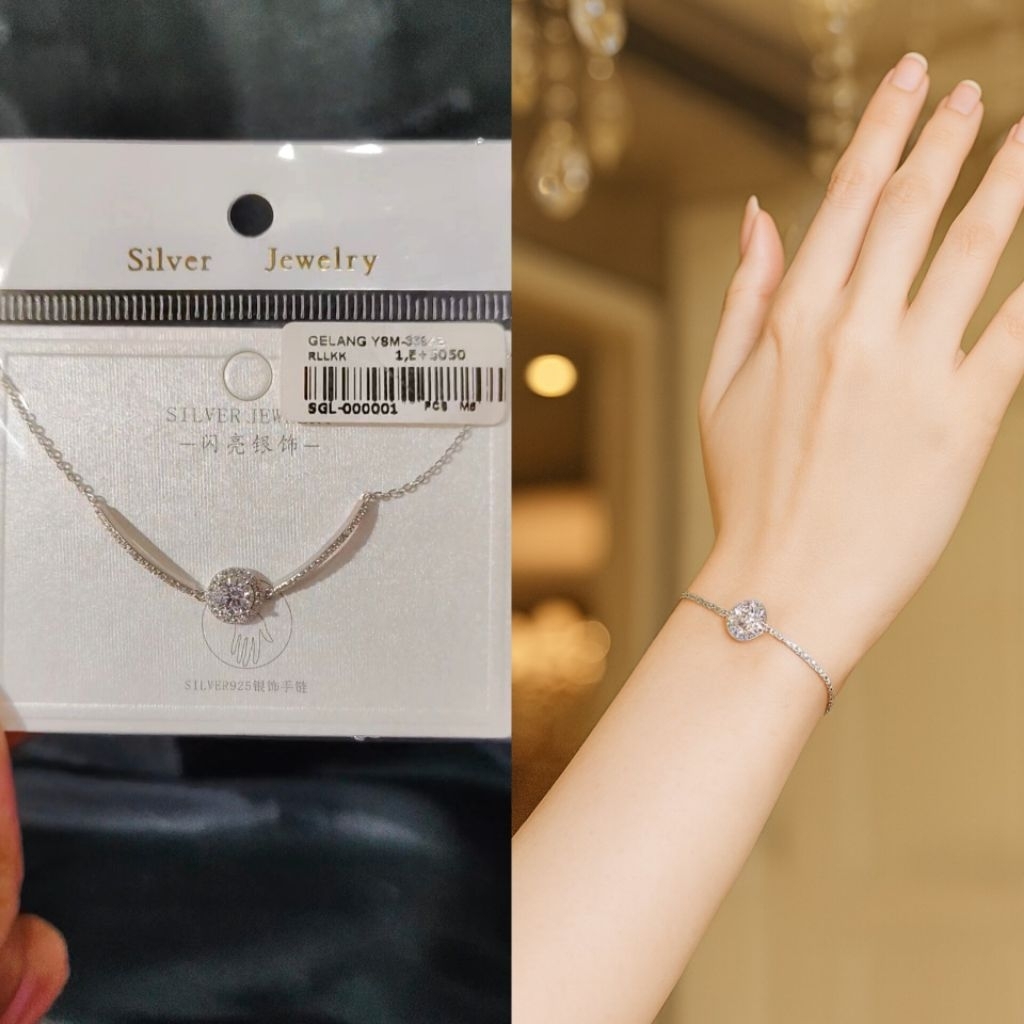 Xuping88 Gelang Rantai Wanita  Silver925 Batu Berlian Mewah Elegant Anti Karat
