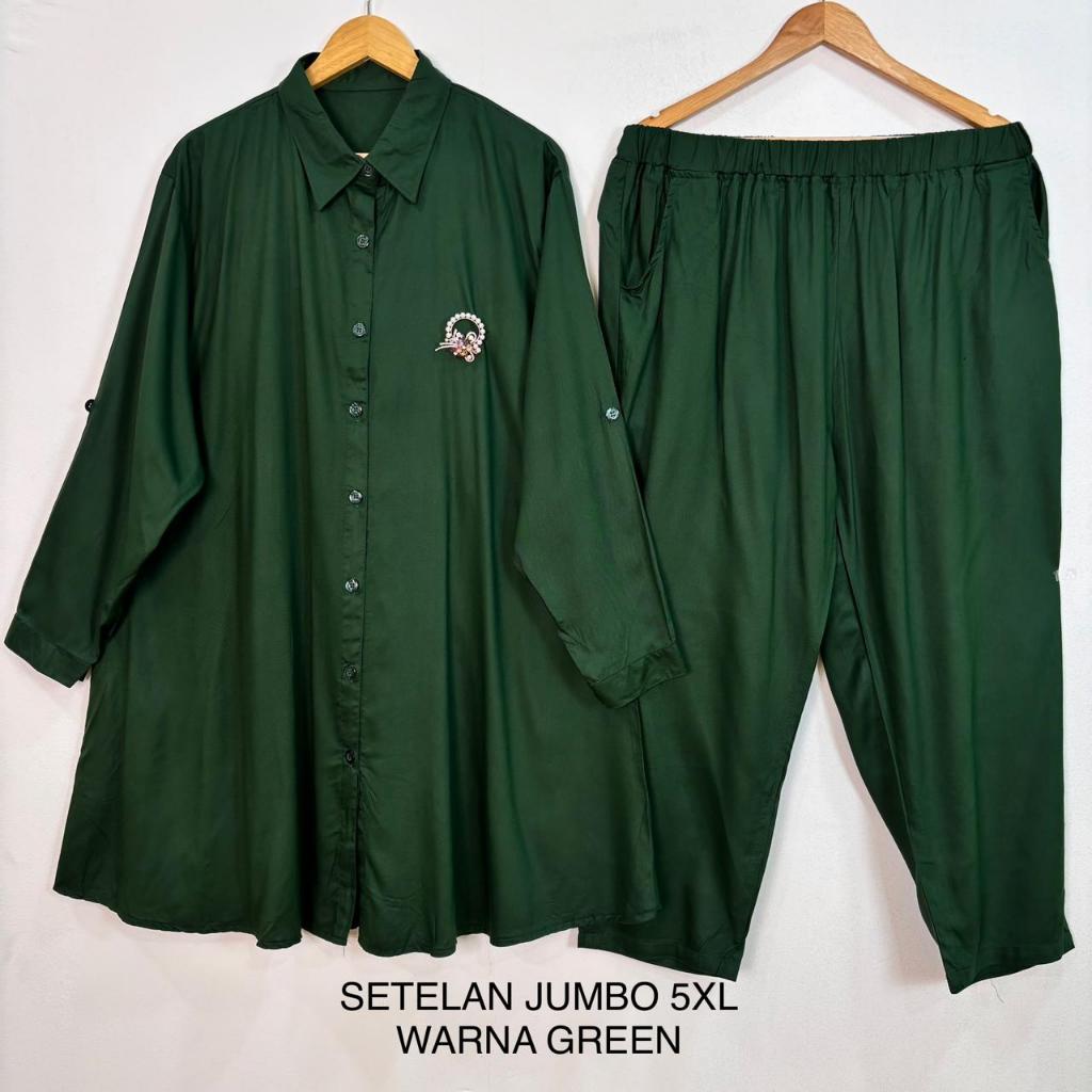 Setelan Tunik Jumbo Ld 140 Cm Model Polos Kekinian - Malika Set Jumbo