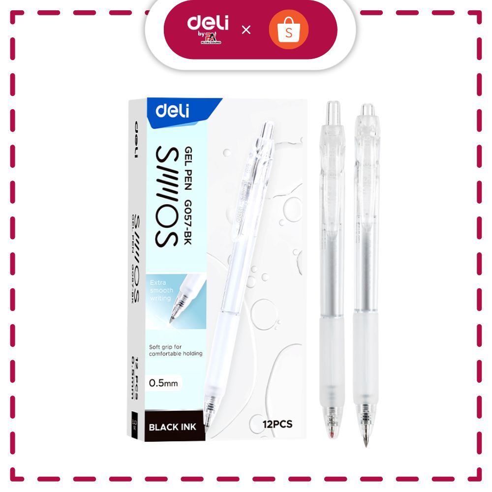 

Deli Pulpen Gel / Gel Pen 0.5mm Tinta Hitam Biru Nyaman Digenggam EG057