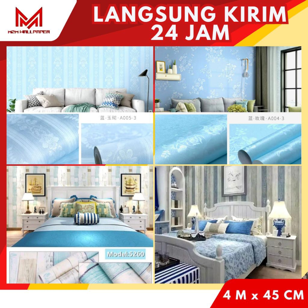 Wallpaper Dinding Kamar Anak Wallpaper Dinding Anak Wallpaper Dinding Warna Biru Stiker Dinding Kara