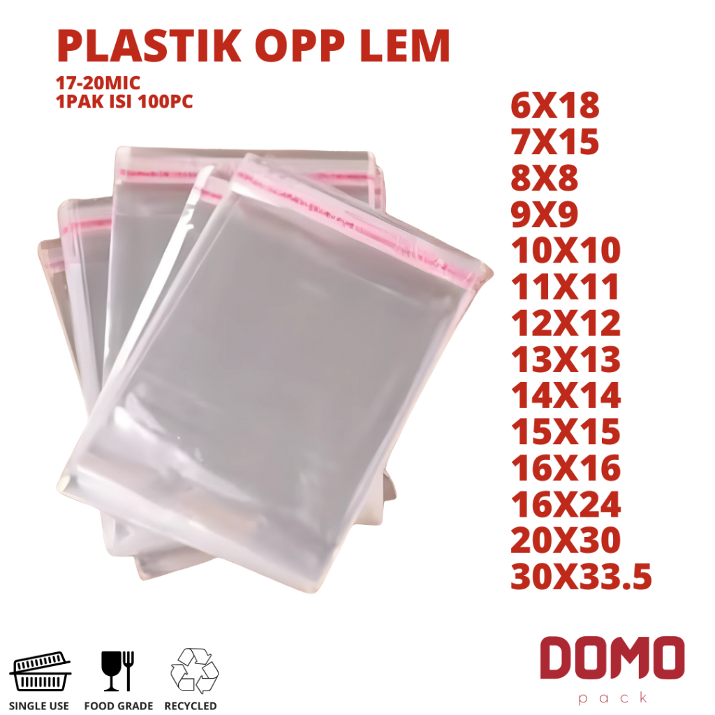 Plastik OPP Lem/Seal / Plastik OPP Roti 20x30 / 16x24 / 16x16 / 30x33 / 17x17