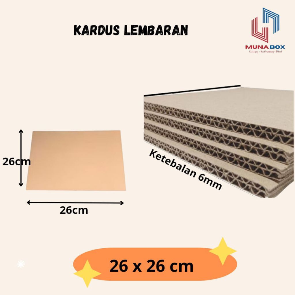 

Karton Kardus Lembaran sheet 26x26 cm Double wall