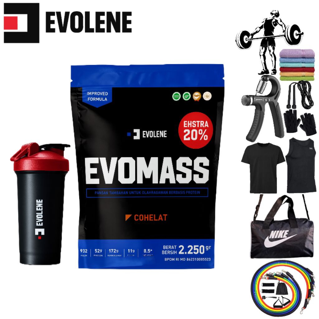 EVOLENE - Evomass 5lbs 2.2kg Mass Gainer Susu Bulking Naik Berat Badan