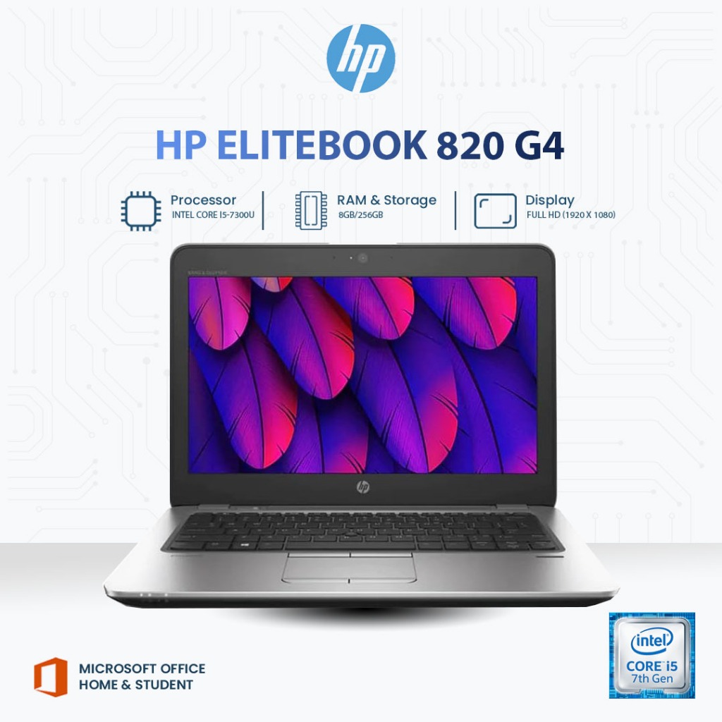 HP EliteBook 820 G4 | Core i5 Gen7 | RAM 8GB | SSD 256GB | 12.5” HD | Ringkas & Tangguh