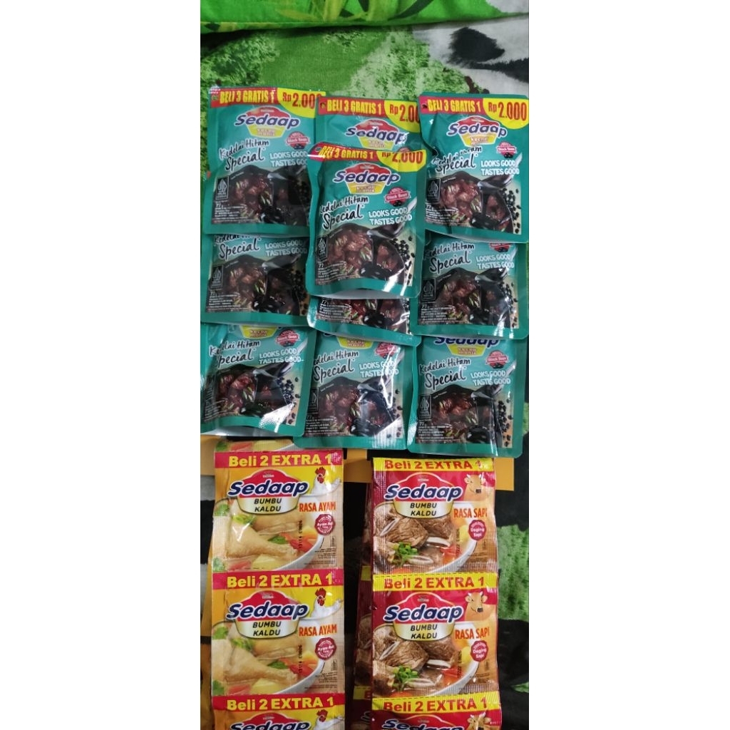 

Paket Hemat Kecap Sedap 10pcs + 1 Renceng Sedap Bumbu Kaldu isi 18 Pcs