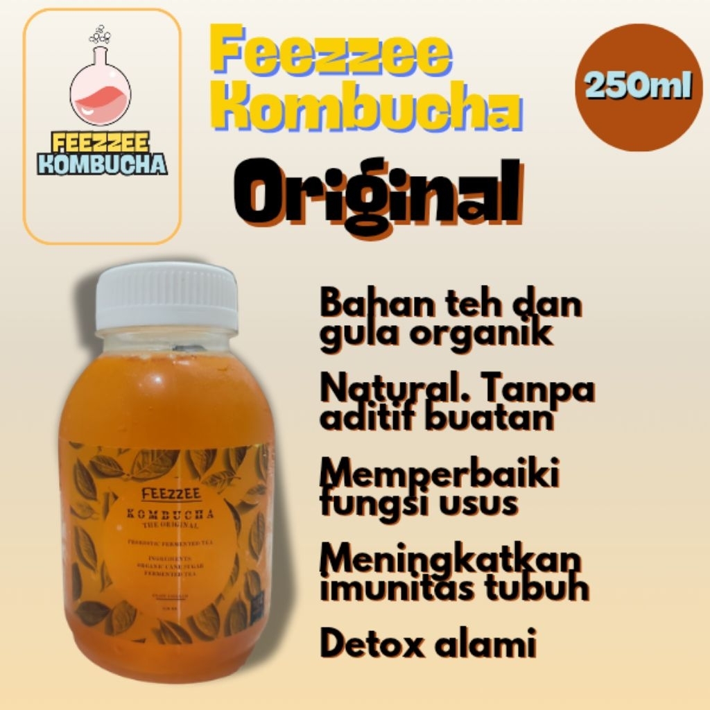

Feezzee Kombucha Minuman Sehat Probiotik Kombucha 250ml Rasa Original Bahan Organik