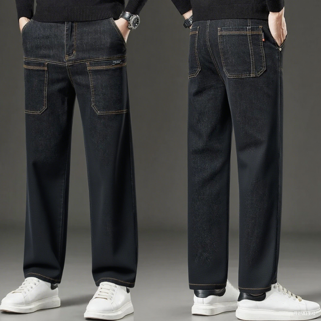 Celana cargo jeans celana jeans pria stretch slim fit jeans korea hitam celana jeans panjang dewasa