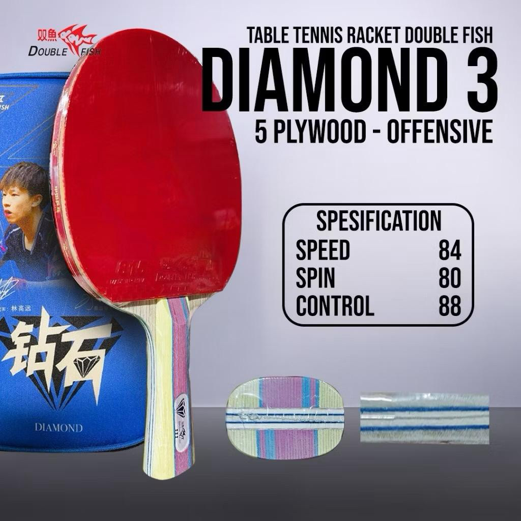 Bet Pingpong Tenis Meja DOUBLE FISH DIAMOND 3 Plus Cover Original