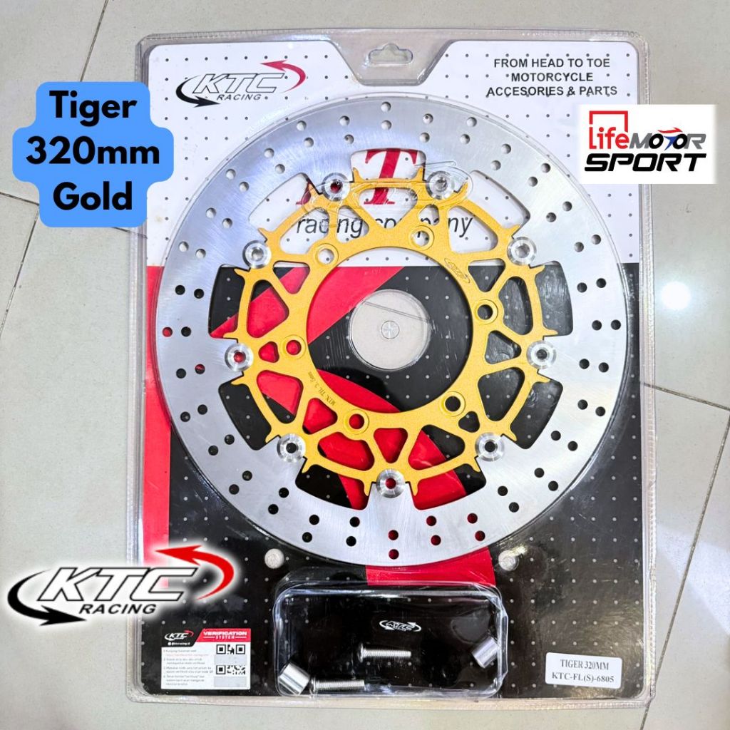 Discbrake Disc Piringan Cakram Depan 320mm KTC Tiger Revo CB150R Gold Kuning PNP Breket CNC Floating