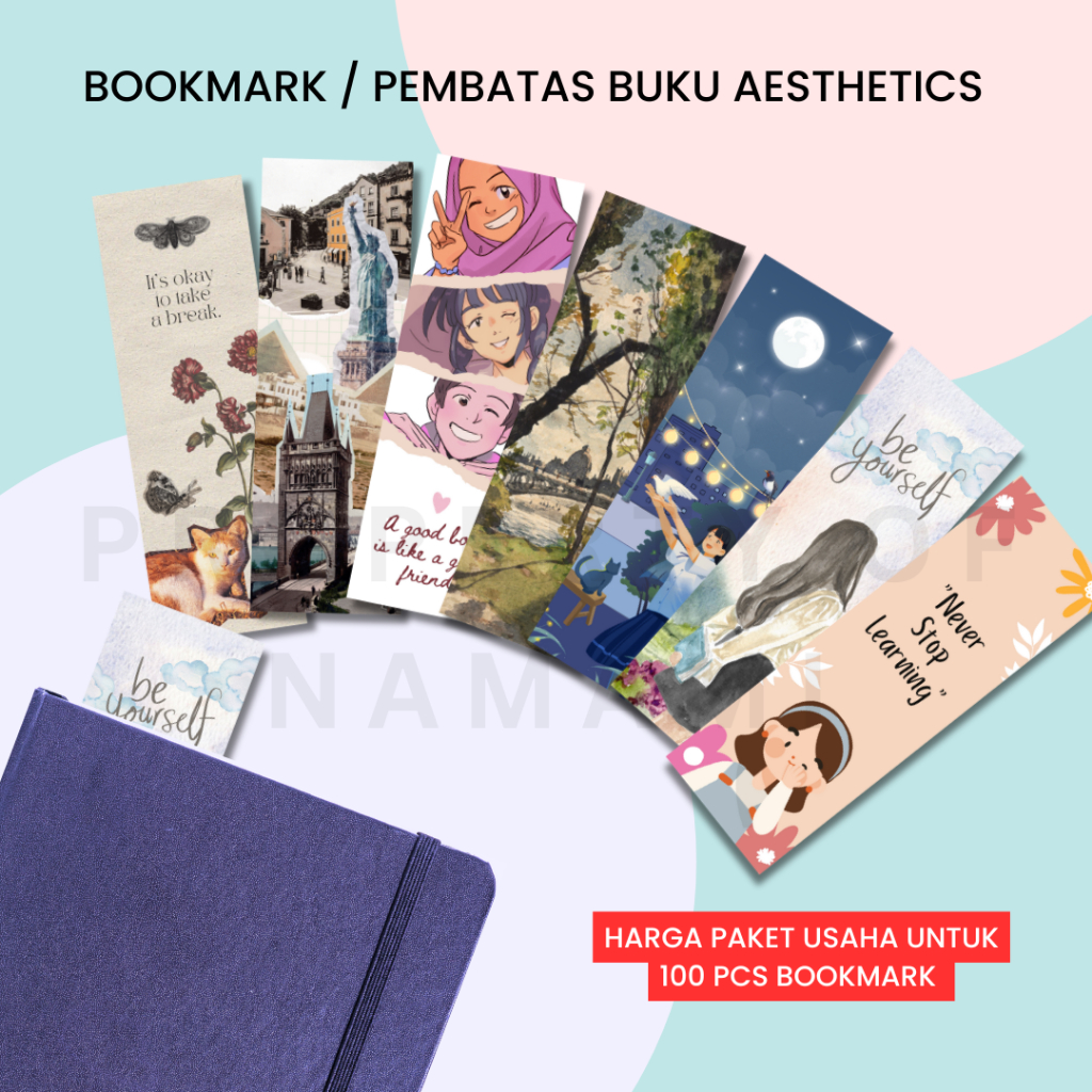 

(PAKET USAHA ISI 100 PCS) PEMBATAS BUKU BOOKMARK PAGE MARKER AESTHETIC LUCU GLOSSY MENGKILAP