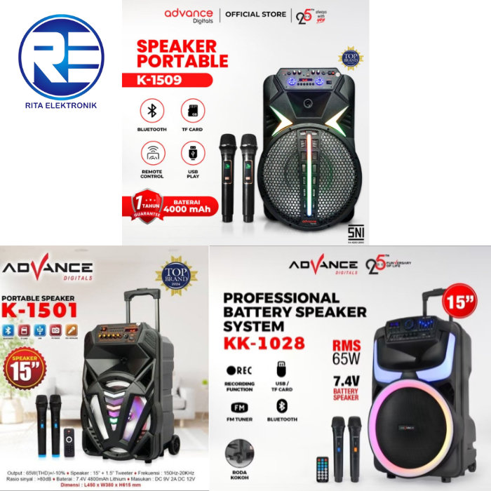 Advance Speaker Portable 15 Inchi KK1028, K 1501 dan K1509
