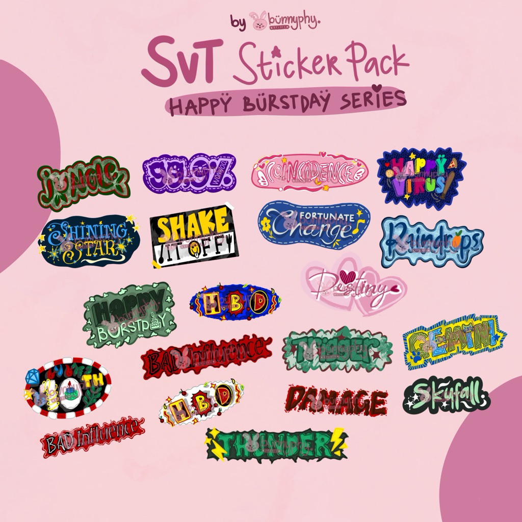 

[READY STOCK] STICKER SEVENTEEN SVT SET GLITTER HAPPY BURSTDAY
