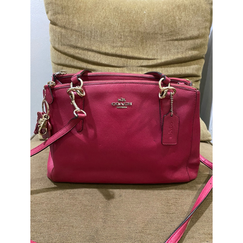 tas wanita coc handbag fuschia leather ori preloved