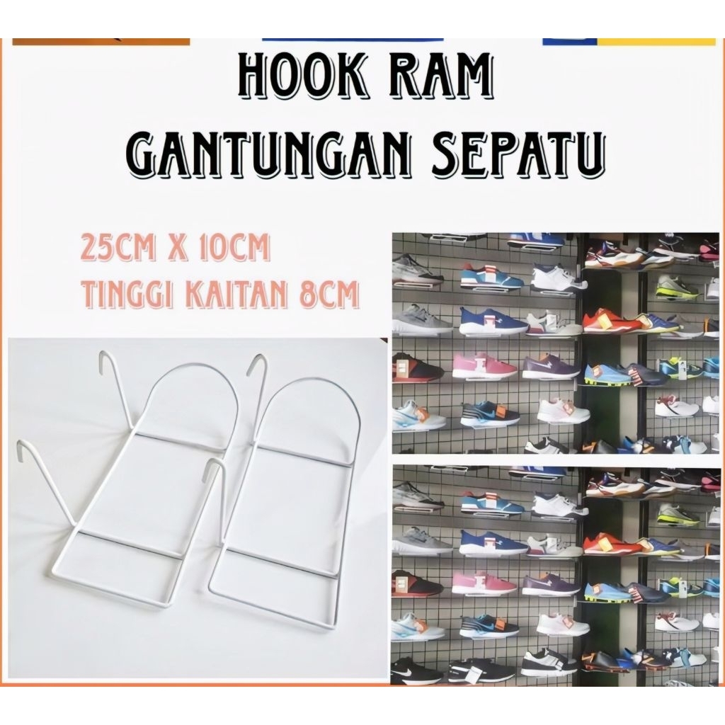 gantungan sepatu RAM/ Hanger sepatu dinding/ pajangan sepatu dewasa dan anak RAM