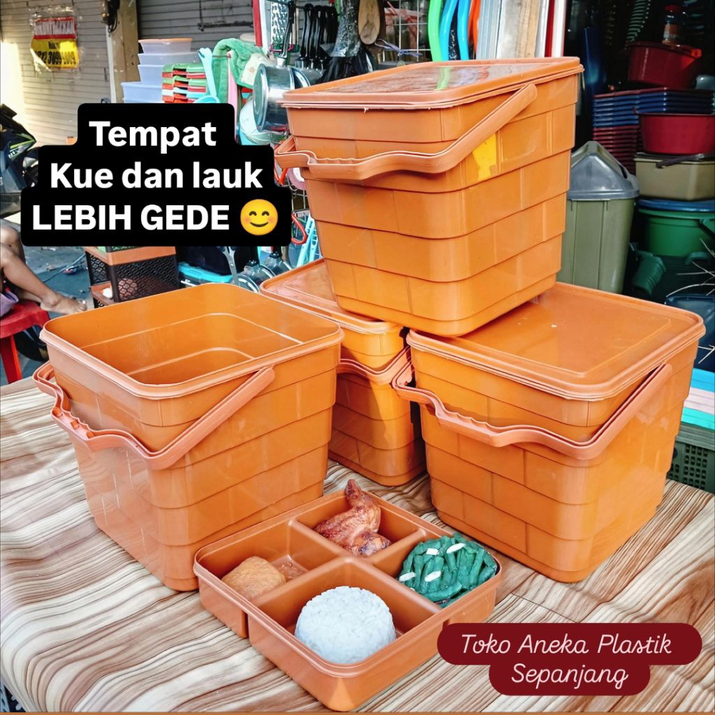 [ DAPAT 6 TIMBA ] Rantang Timba kotak Jumbo berkatan / cokelat / coklat / sekat / bakul / wadah berk