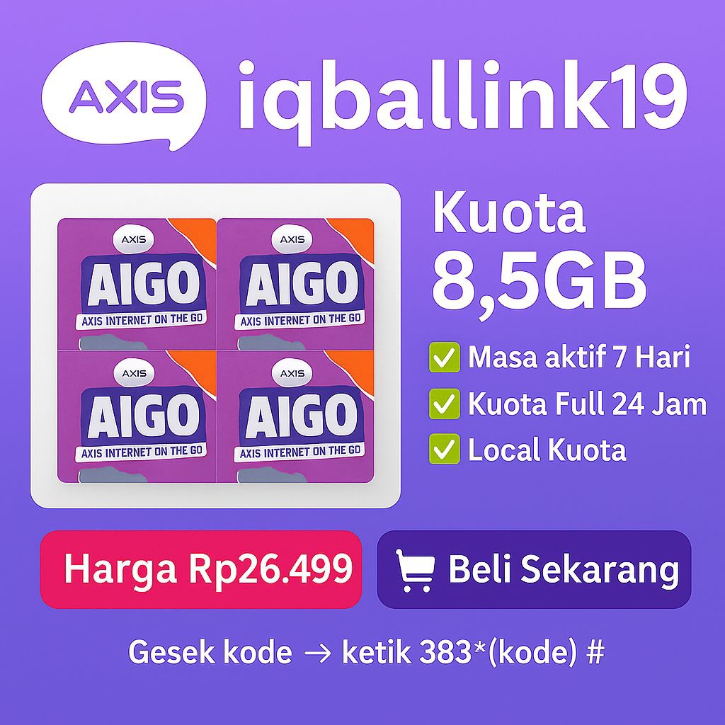 voucer Axis 8,5GB | 7HR pemakaian Nasional