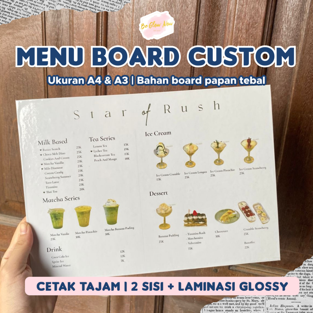 

Cetak Daftar Menu Board Tebal - 2 Sisi - Menu Kuliner - Print Menu - Papan Menu
