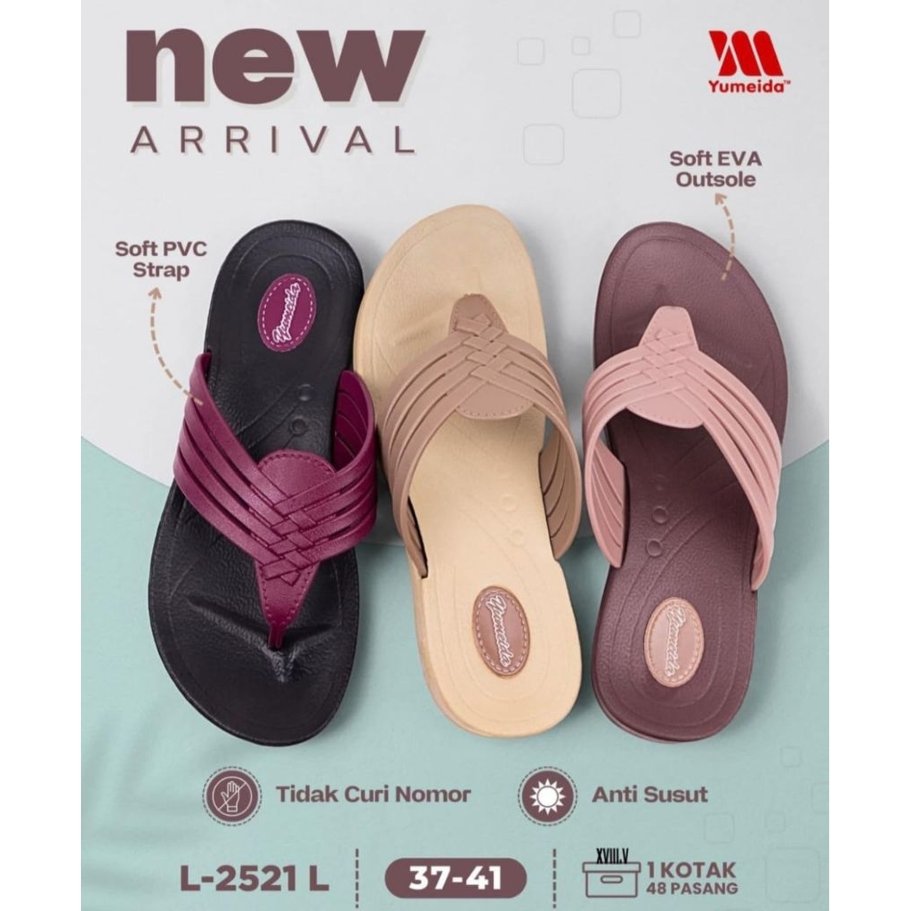 Sandal Jepit Karet Wanita Dewasa Yumeida L-2521 L Size 37-41